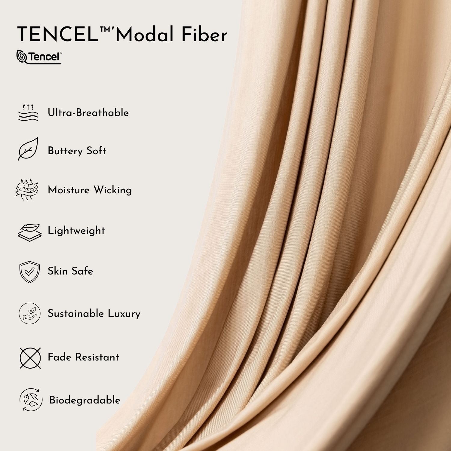 TENCEL™ Modal fabric used in Lyvora Sand Drift Breeze Tee — lightweight, breathable, and sustainable